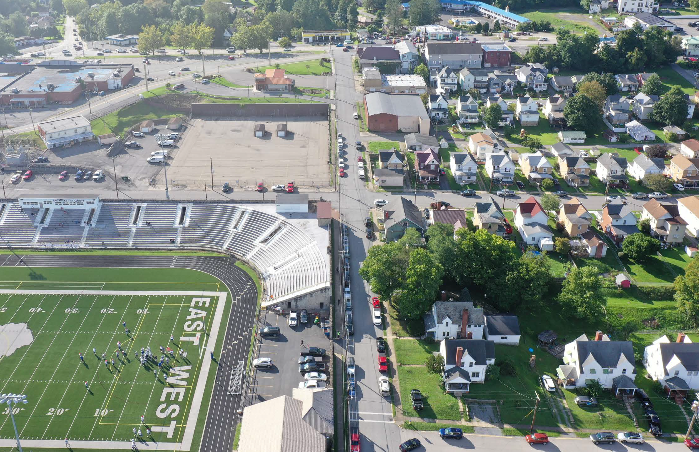An aerial view of the Beltline Neighborhood in Fairmont.